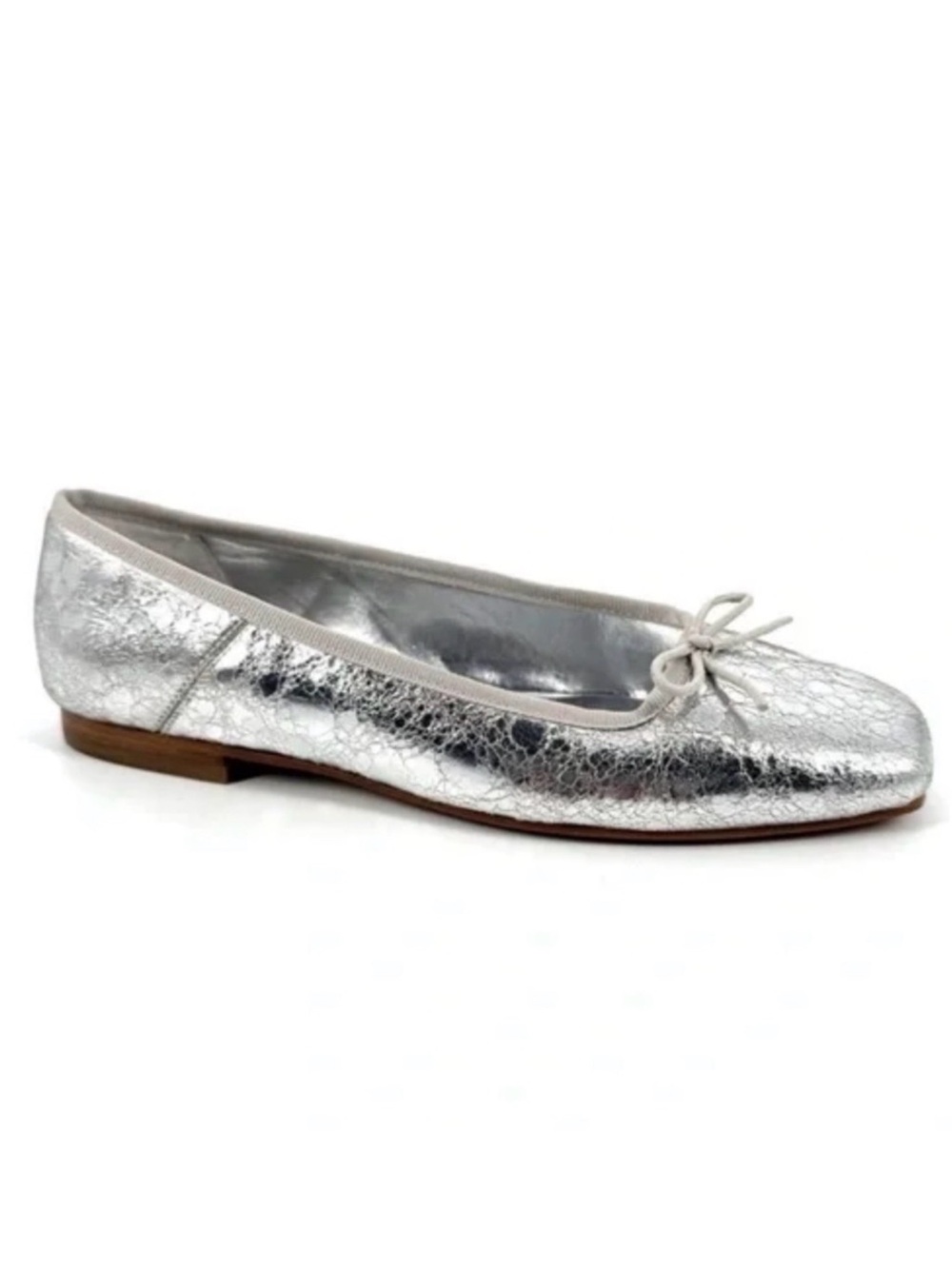 Dolce Vita Silver Metallic Ballet Flat with Bow Accent